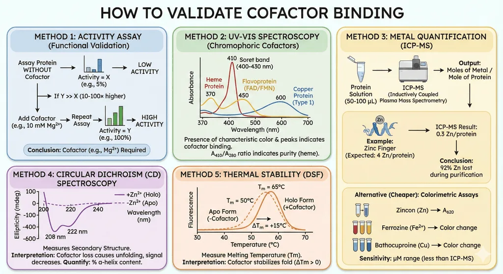 Diagram Showcasing Validation Methods for Cofactor Binding