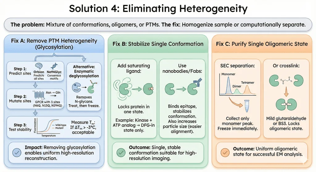 Diagram Explaining How to Eliminate Heterogeneity for Cryo-EM Sample Prep