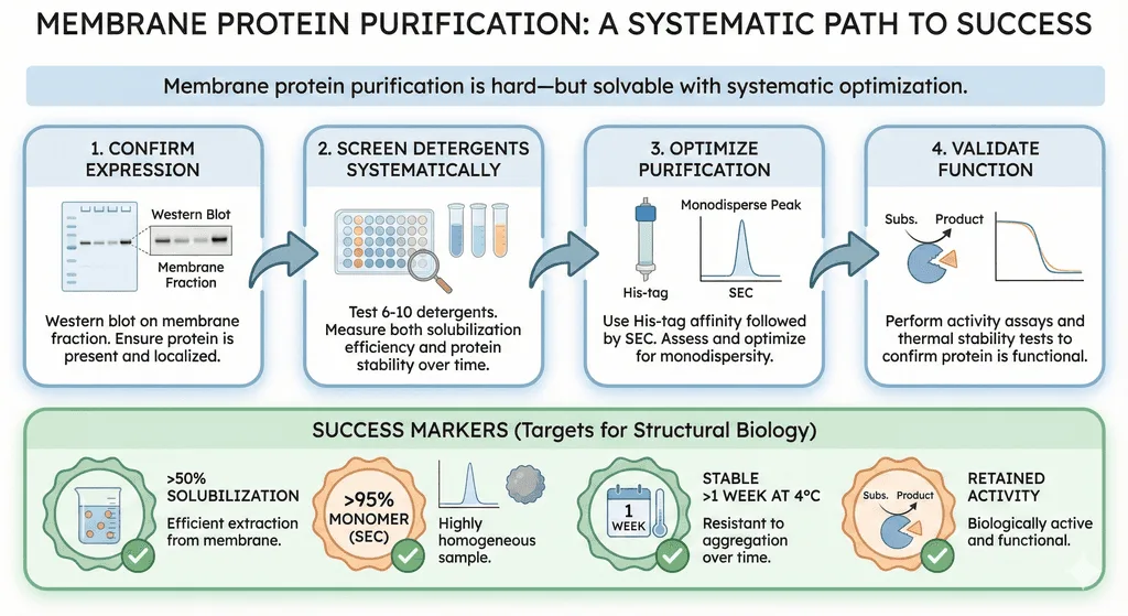 Diagram Showcasing Membrane Protein Purification Successful Flow