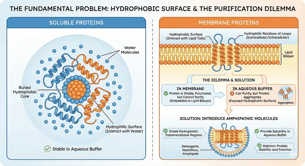 Diagram Showcasing Fundamental Problems with Membrane Proteins