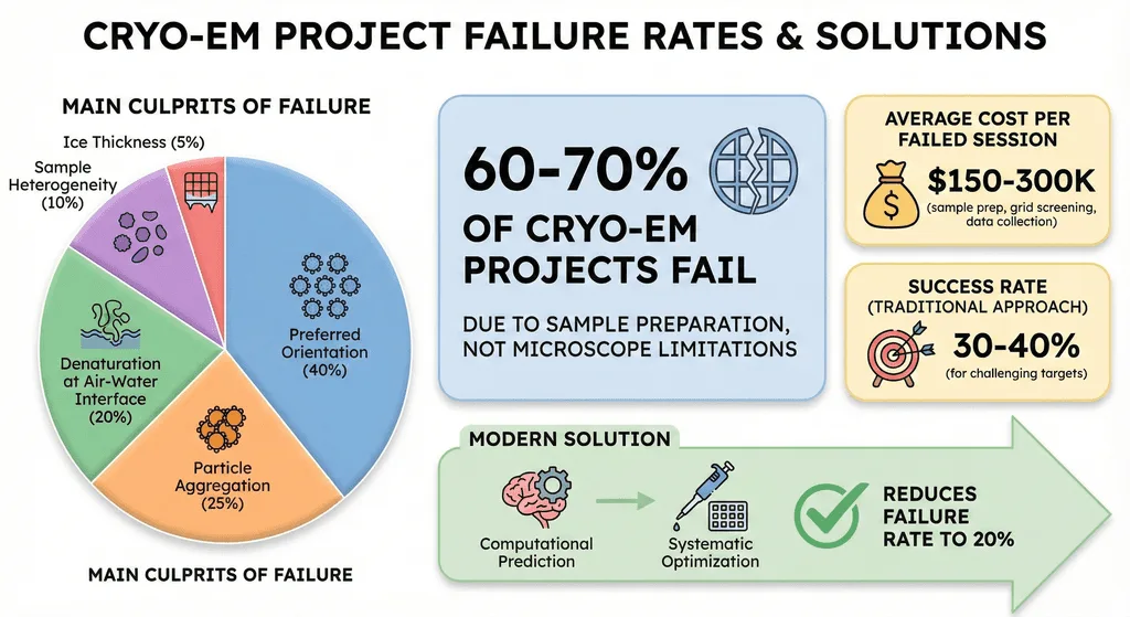 Diagram Showing Cryo-EM Failure Rates and Reasons