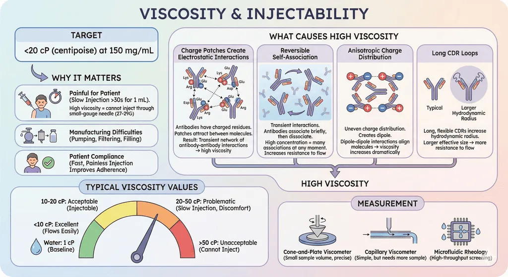 Diagram Showcasing Viscosity and Injectability for Antibodies